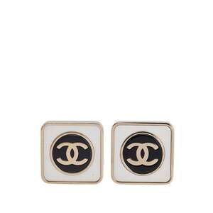 CHANEL Black Logo Earrings